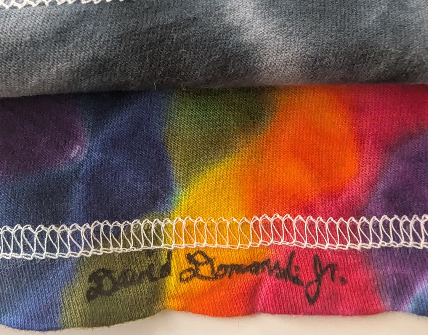 XL Hexagon-> Dodecagram F/Color Shifting Hourglass Shape B/Hexagon L Slv/Hexagram R Slv/ Cosmic Egg-Geode Hybrid Tie Dye Long Sleeve Shirt