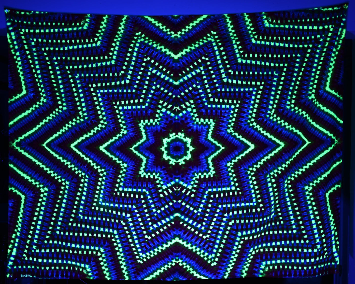 72"X56.5" UV Reactive Custom Isotoxal Decagram Star Tie Dye Tapestry* w/ Metal Grommets for Hanging