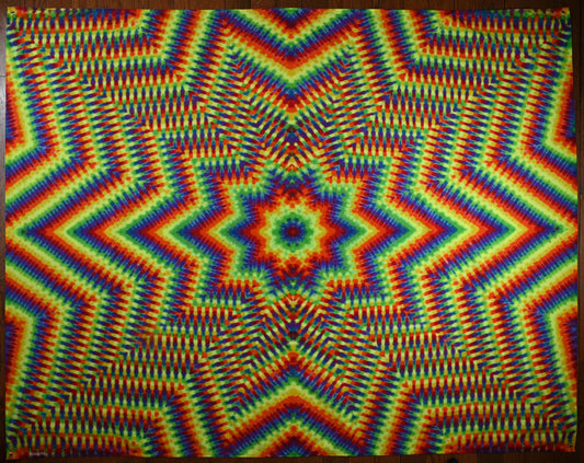 72"X56.5" UV Reactive Custom Isotoxal Decagram Star Tie Dye Tapestry* w/ Metal Grommets for Hanging
