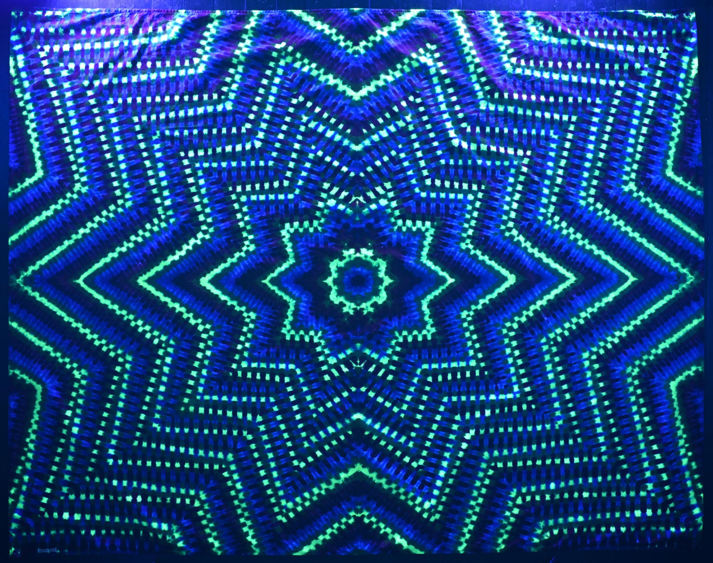 72"X56.5" UV Reactive Custom Isotoxal Decagram Star Tie Dye Tapestry* w/ Metal Grommets for Hanging