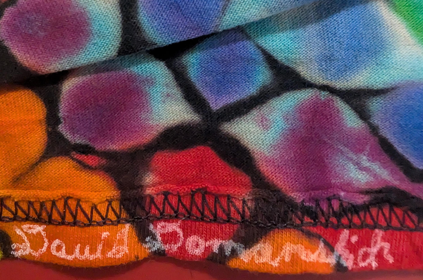 XL Zig Zag Honeycomb Reverse Tie Dye on what was once an all Black Gildan Ultra Cotton T-Shirt