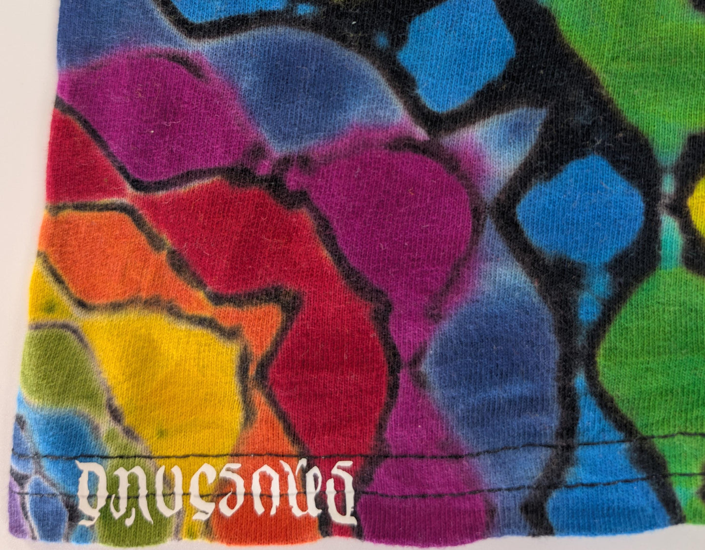 XL Zig Zag Honeycomb Reverse Tie Dye on what was once an all Black Gildan Ultra Cotton T-Shirt