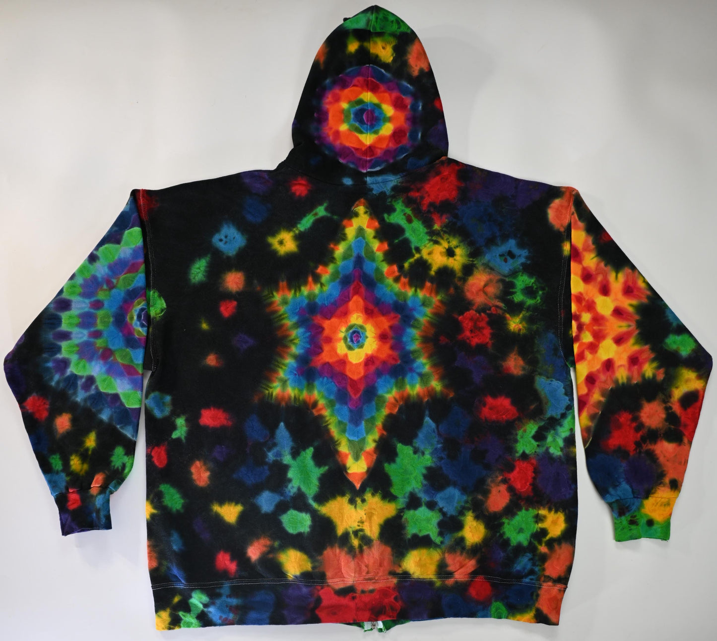 2X Bright Side/Dark Side Tie Dye Zipper Hoodie (Read Description)
