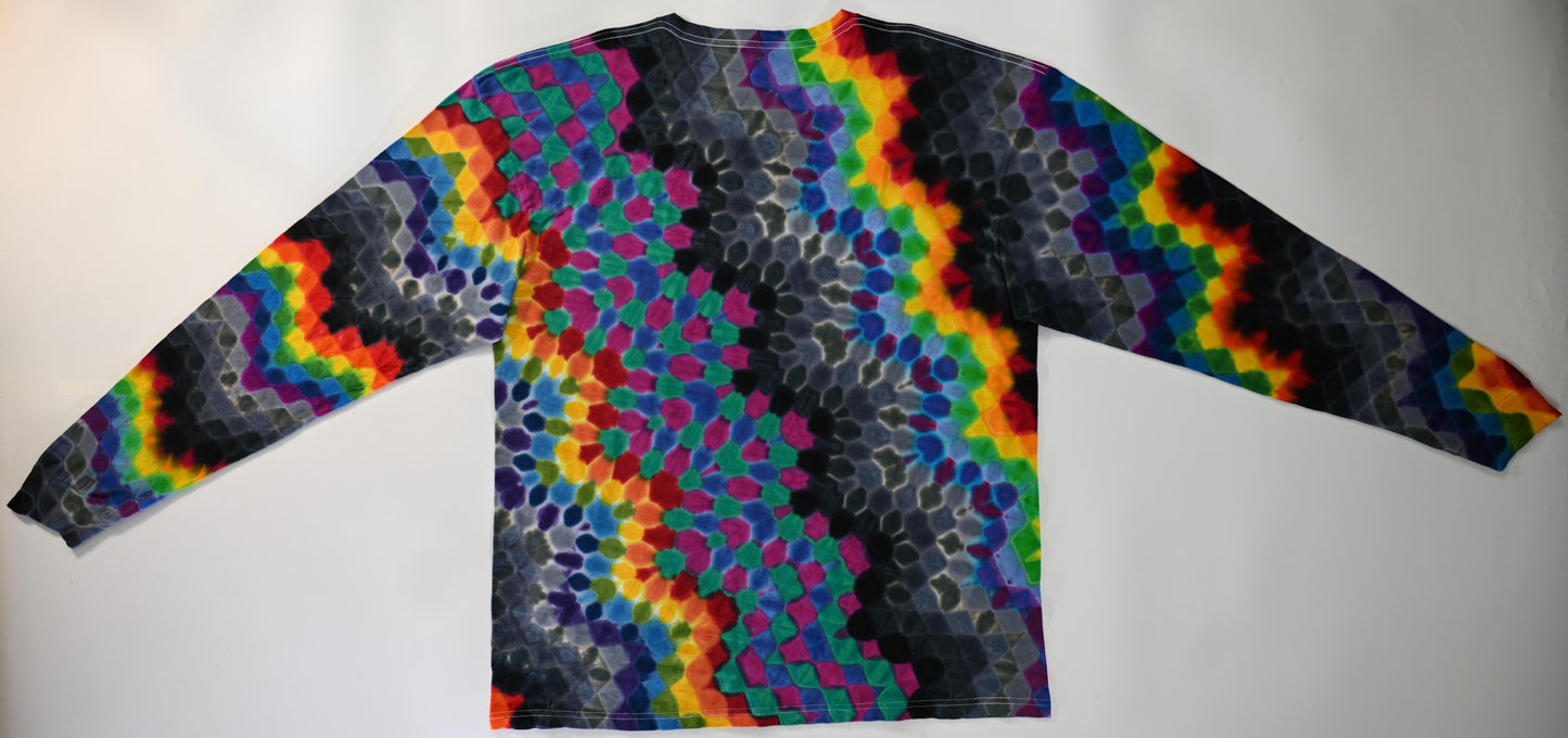 2X Heady 31 Color Zig Zag Honeycomb Tie Dye on a Tultex 291 Ringspun Cotton Long Sleeve Shirt