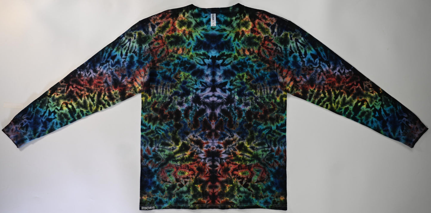 Large Scrunch "Crystal Wash" Low Water Immersion Tie Dye on a Tultex 291 Ringspun Cotton Long Sleeve Shirt