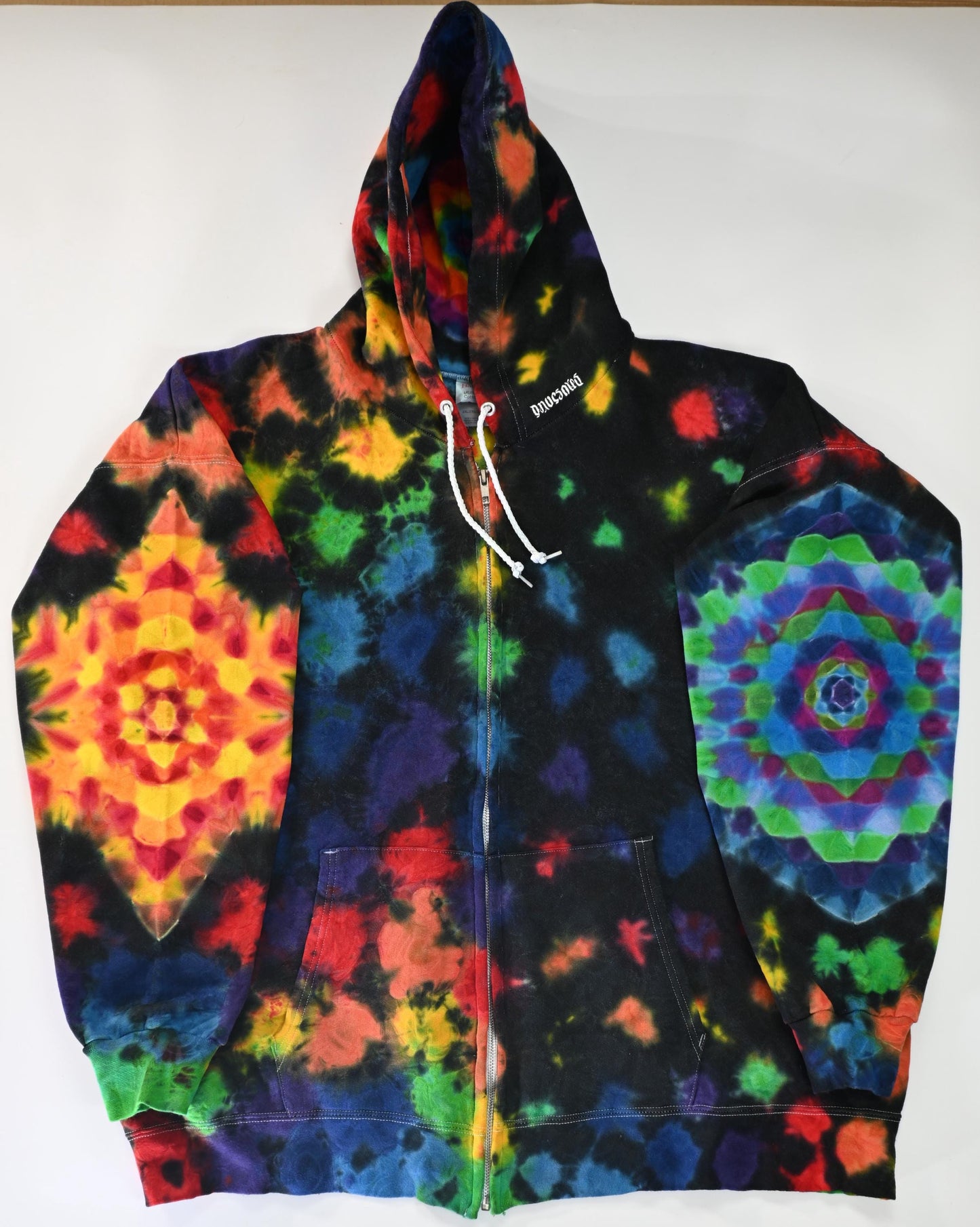 2X Bright Side/Dark Side Tie Dye Zipper Hoodie (Read Description)