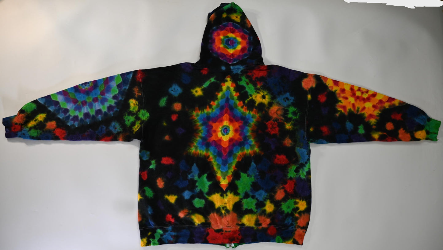 2X Bright Side/Dark Side Tie Dye Zipper Hoodie (Read Description)