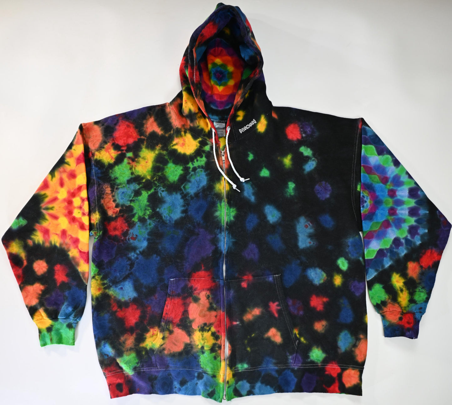 2X Bright Side/Dark Side Tie Dye Zipper Hoodie (Read Description)