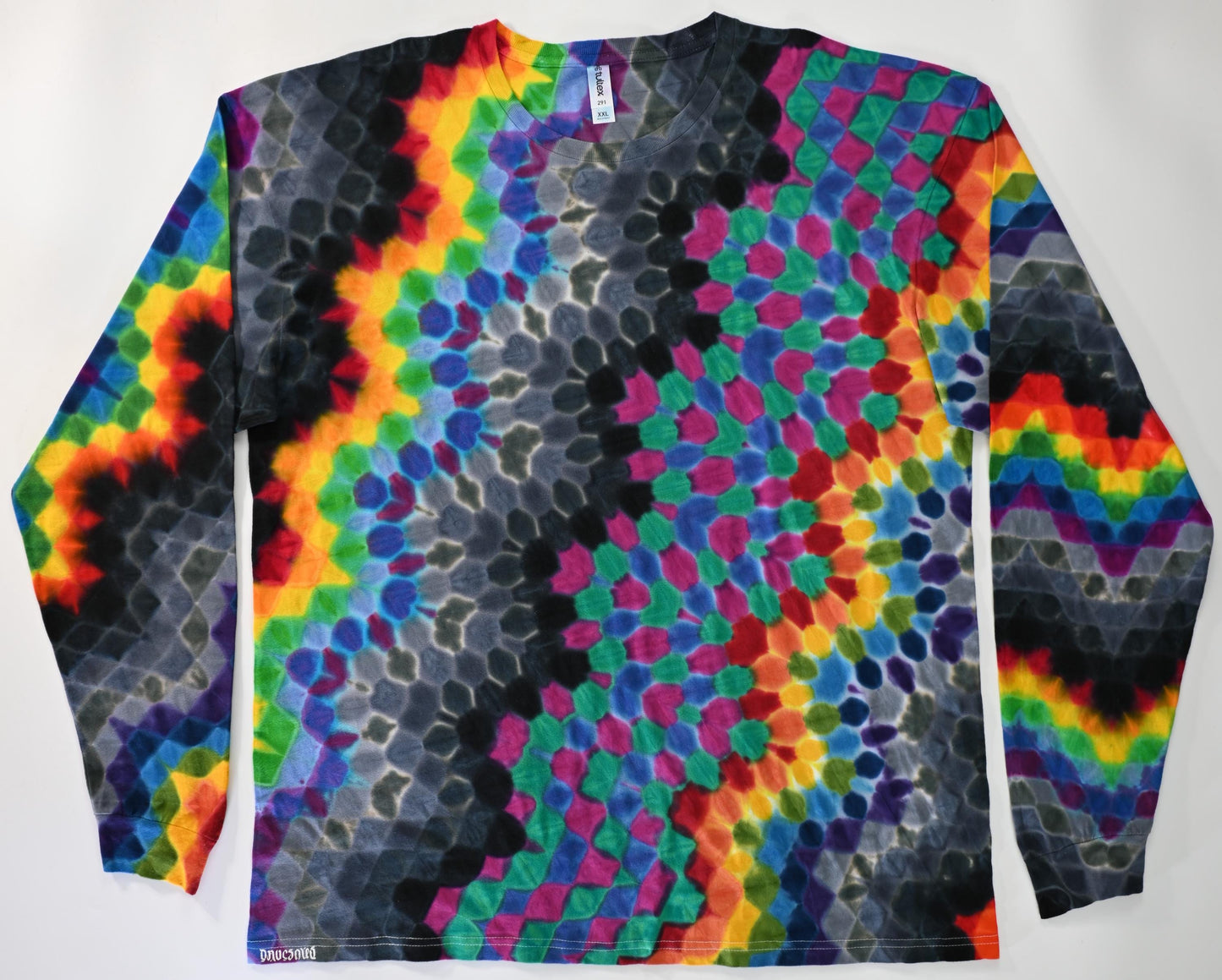 2X Heady 31 Color Zig Zag Honeycomb Tie Dye on a Tultex 291 Ringspun Cotton Long Sleeve Shirt