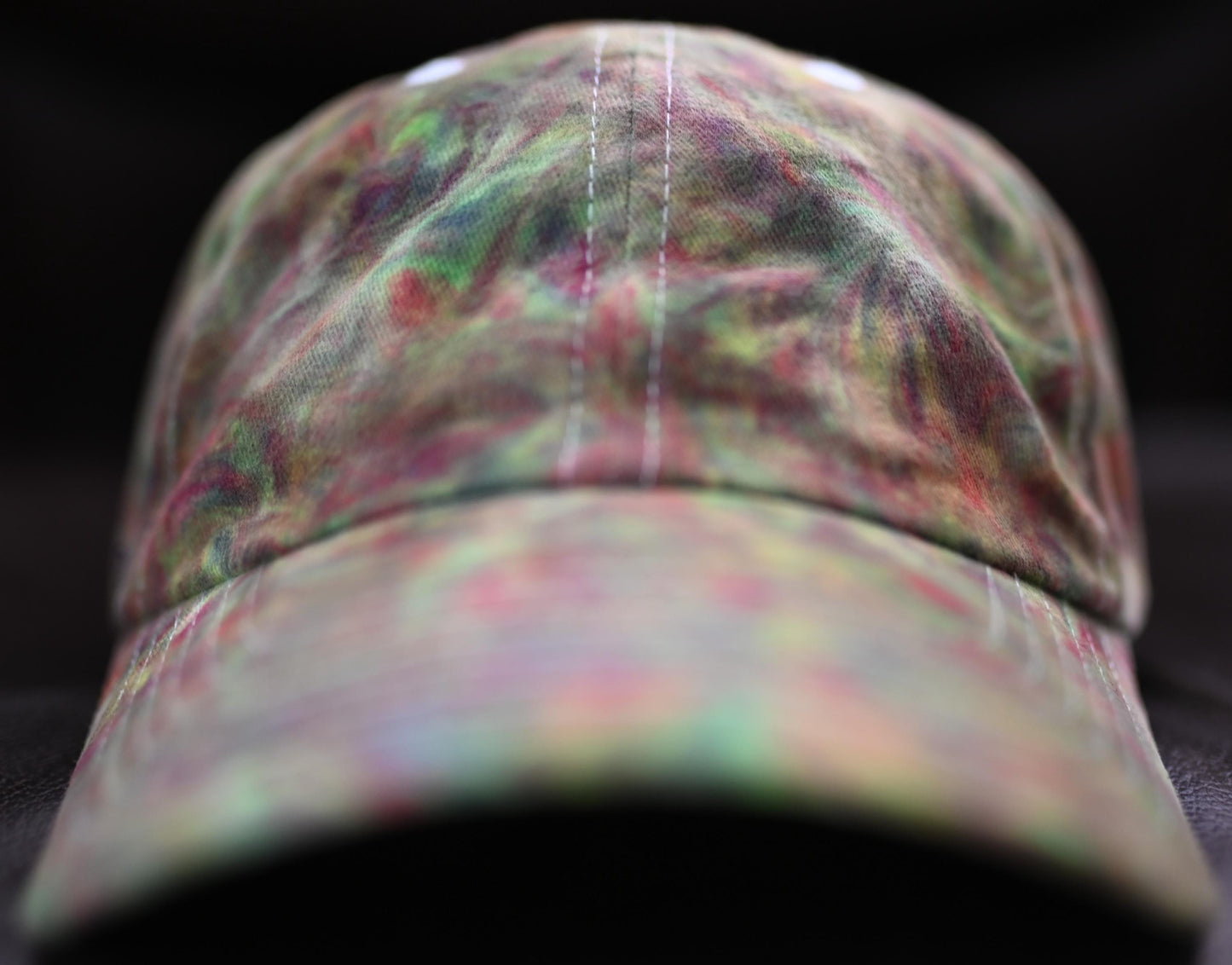 Adult UV Reactive/Gemstone Colors (Emerald Green, Sapphire and Amethyst) Swirl Dyed/"Shaving Cream Dye" on a Valucap Brushed Twill Cap