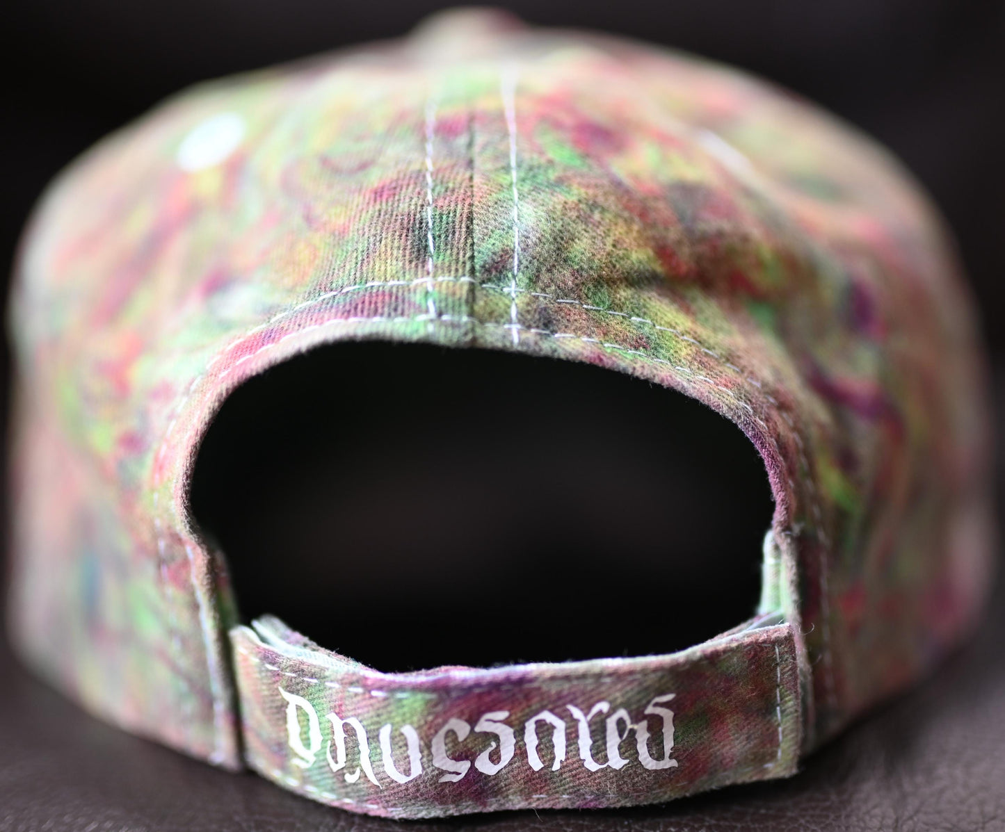 Adult UV Reactive/Gemstone Colors (Emerald Green, Sapphire and Amethyst) Swirl Dyed/"Shaving Cream Dye" on a Valucap Brushed Twill Cap