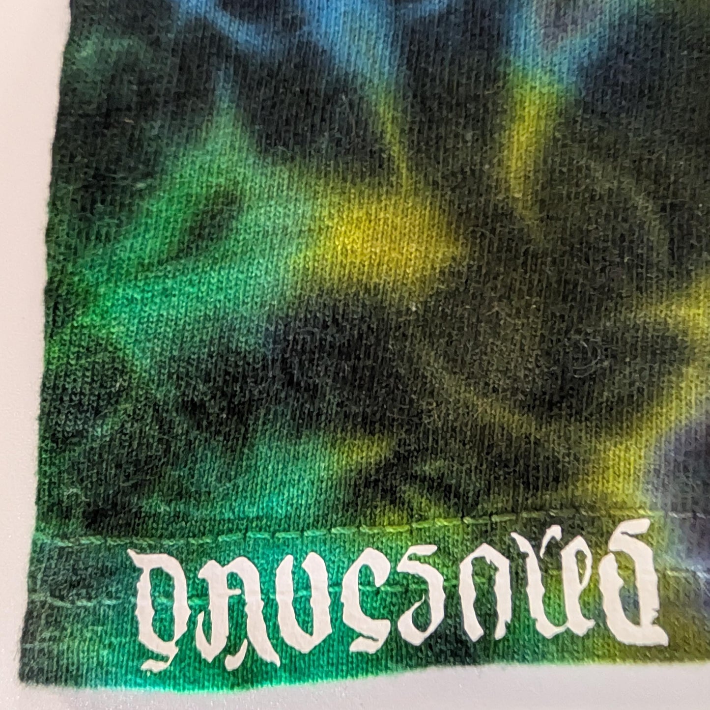 Large UV Reactive Cosmic Egg Front/Back/ Kenney Style Tie Die on a Gildan Ultra Cotton PFD (Prepared for Dye) T-Shirt