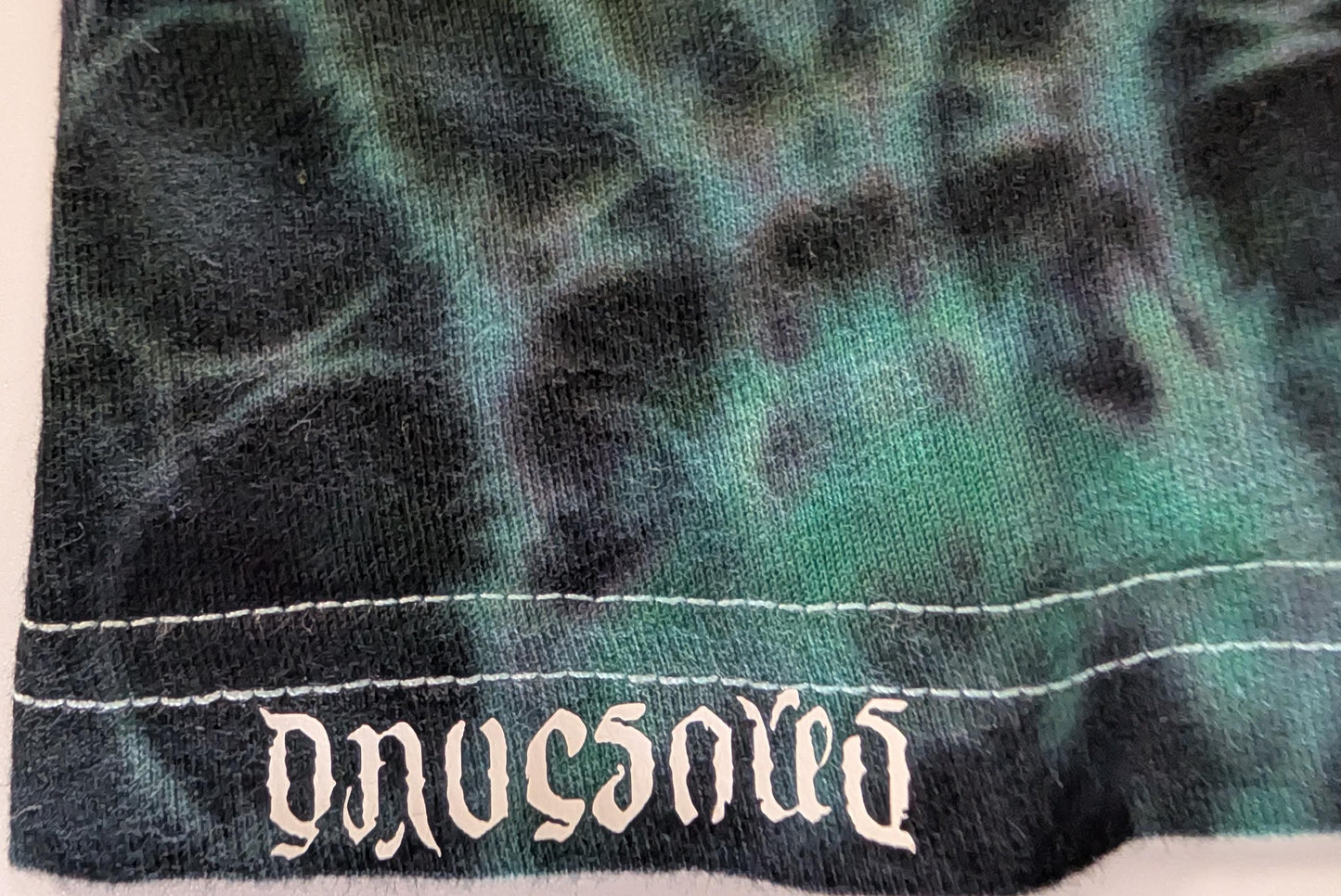 XL Fiery Cosmic Egg Front/ Cosmic Egg-Geode Hybrid Surround Tie Dye on a Tultex 291 Ringspun Cotton Long Sleeve Shirt