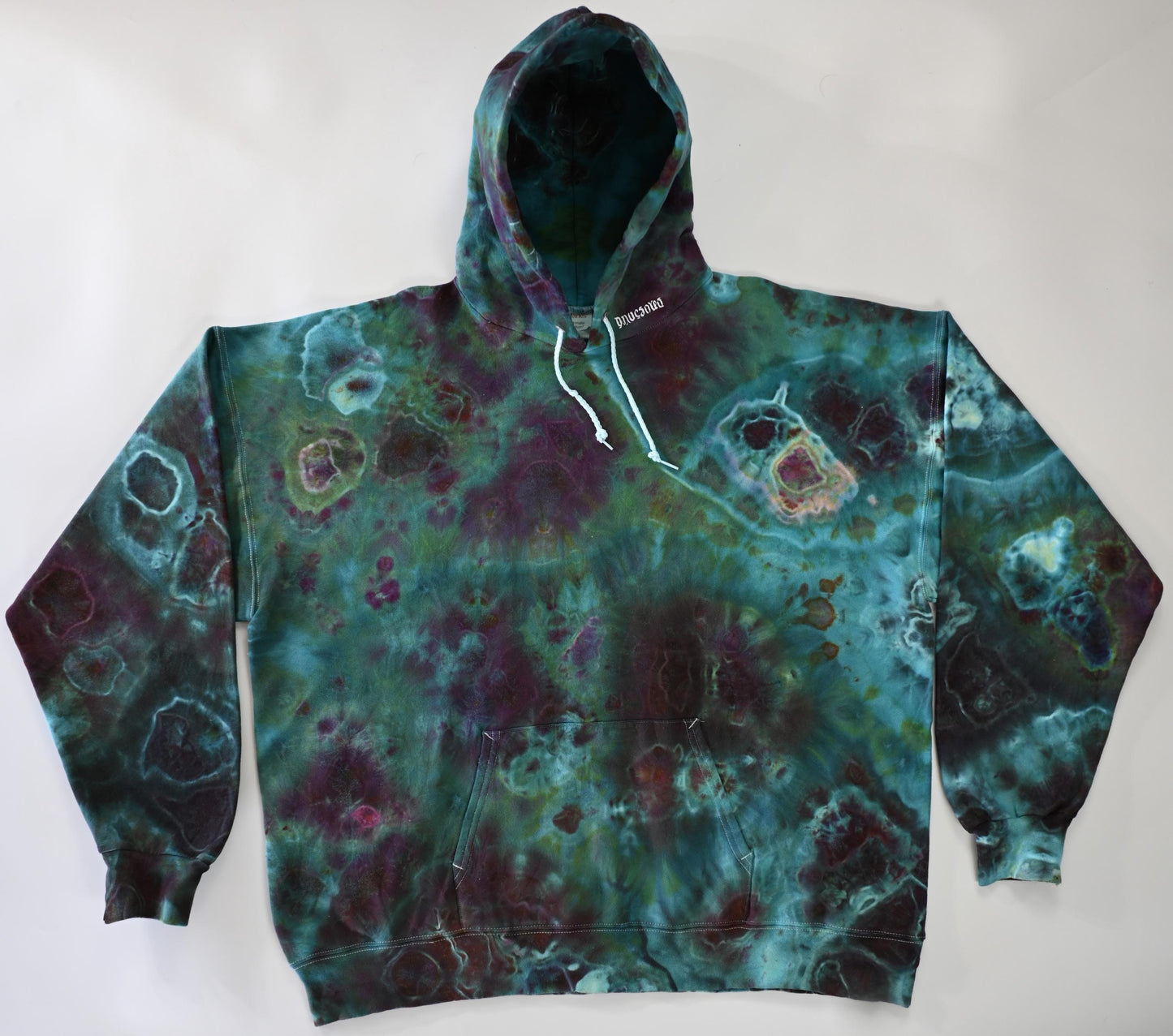 XL Geode Ice Dye Tie Dye on a Hanes Ultimate Cotton Pullover Hoodie