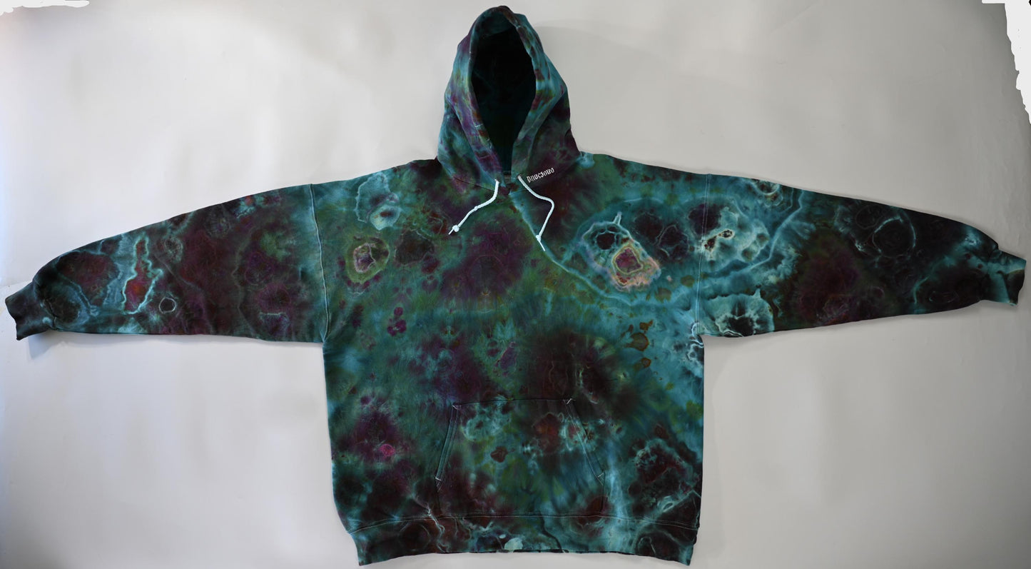 XL Geode Ice Dye Tie Dye on a Hanes Ultimate Cotton Pullover Hoodie