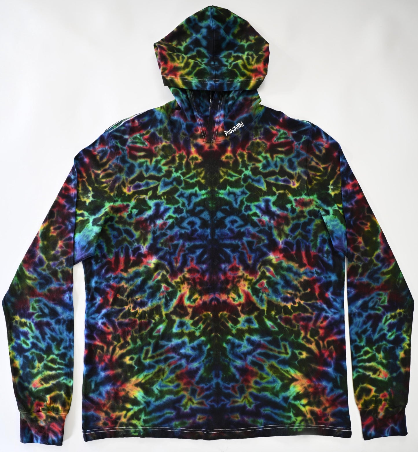 2X Blacked Out Rainbow Rorschach Scrunch Tie Dye on a Bella + Canvas 3512 Unisex Jersey Long-Sleeve Hoodie*