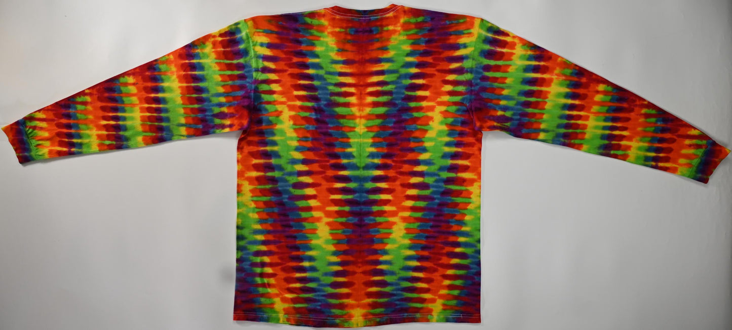 XL Trippy Weaver Tie Dye on a Tultex 291 Ringspun Cotton Long Sleeve Shirt