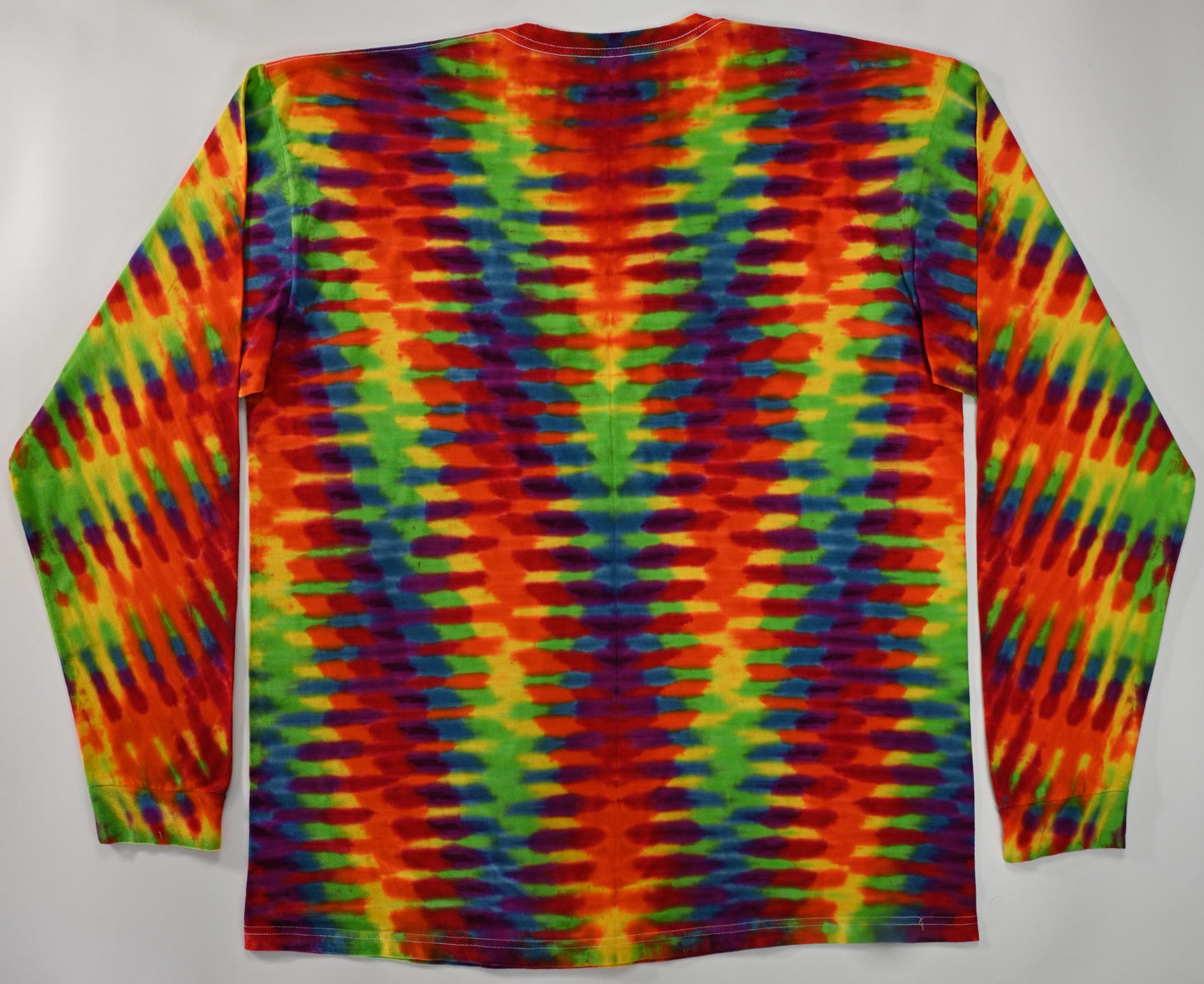 XL Trippy Weaver Tie Dye on a Tultex 291 Ringspun Cotton Long Sleeve Shirt