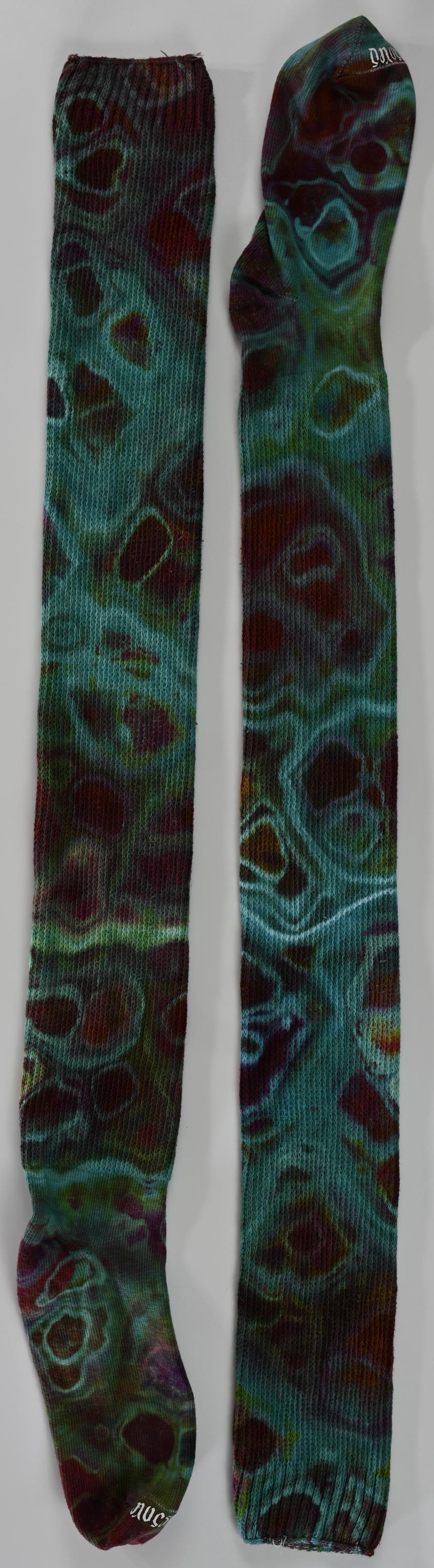 Geode Ice Dye Tie Dye on a Pair of Dharma Trading Company Cotton Blend (89% Cotton/9 Nylon/2 Spandex) Thigh High Socks