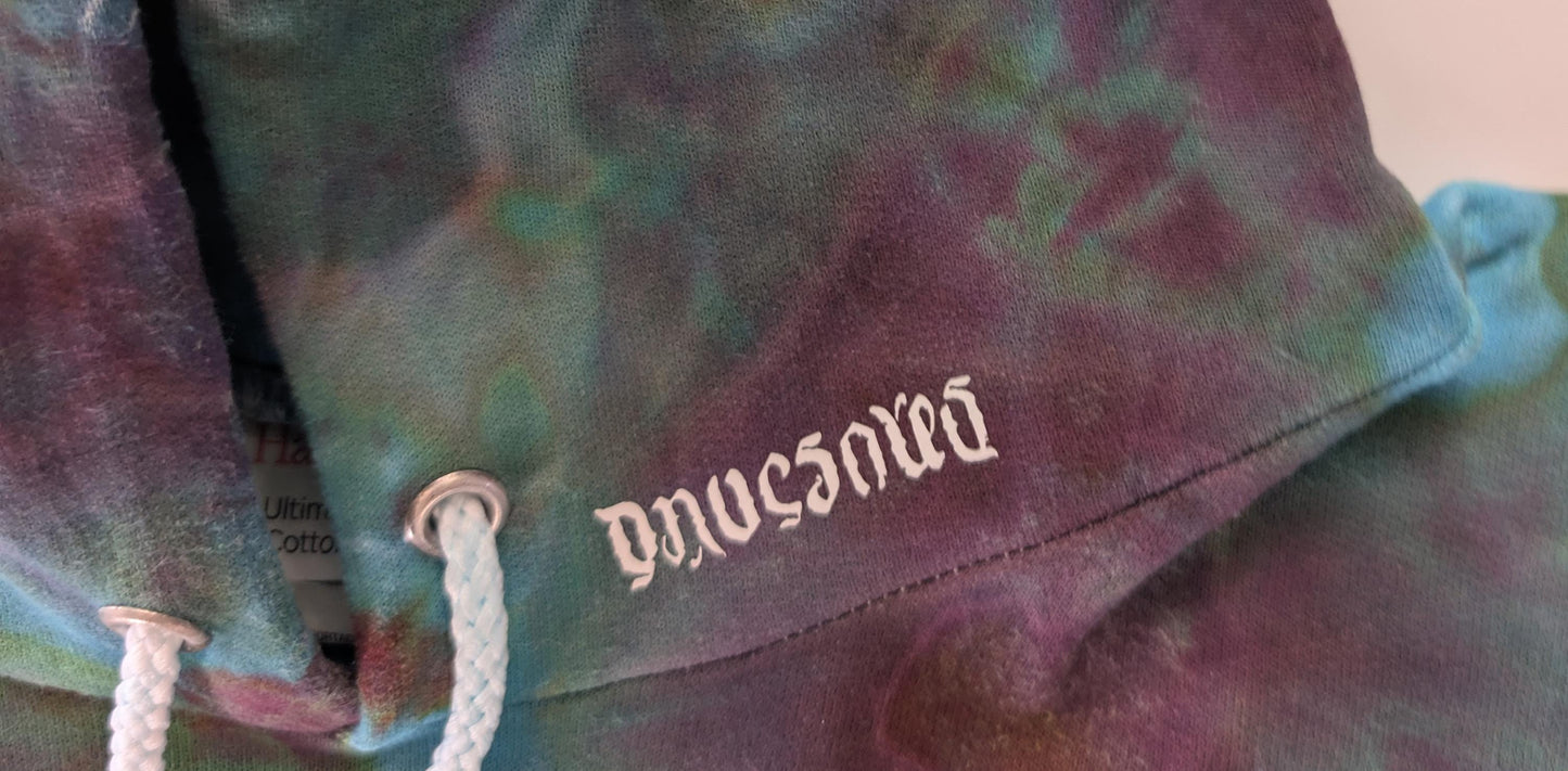 XL Geode Ice Dye Tie Dye on a Hanes Ultimate Cotton Pullover Hoodie