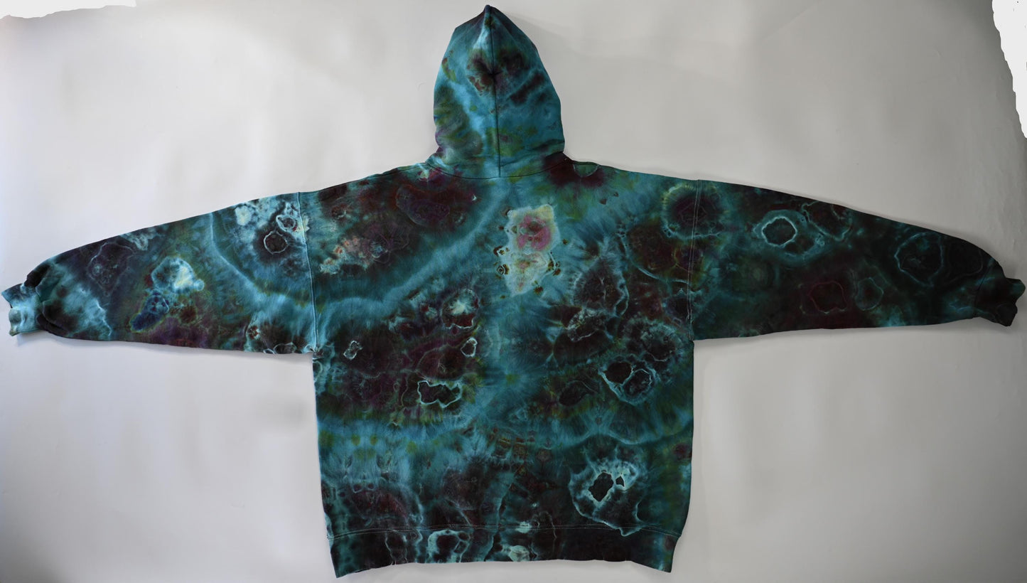XL Geode Ice Dye Tie Dye on a Hanes Ultimate Cotton Pullover Hoodie