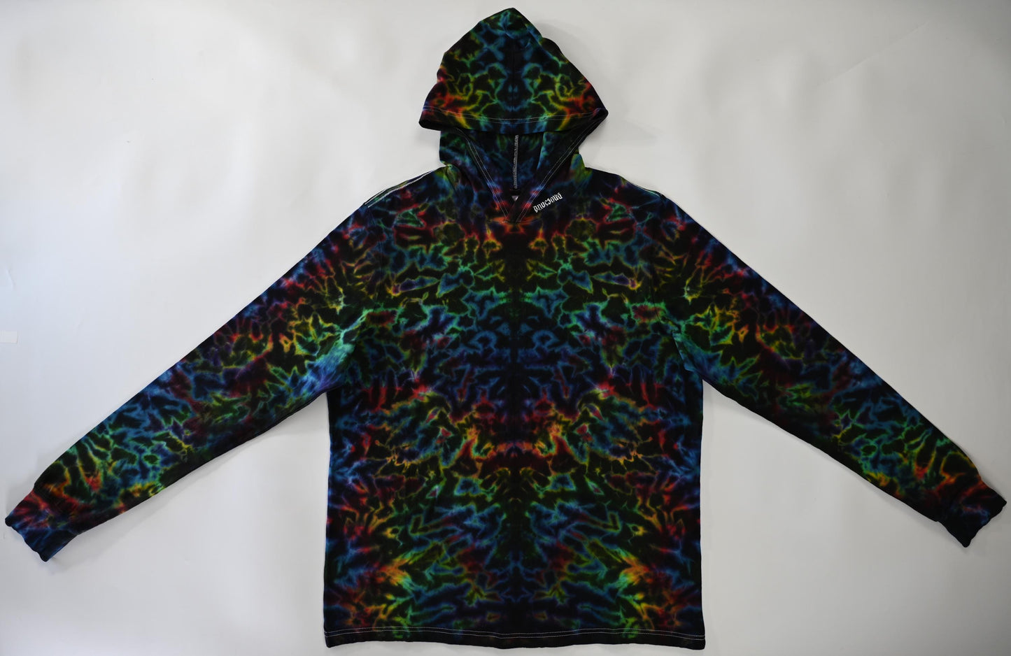 2X Blacked Out Rainbow Rorschach Scrunch Tie Dye on a Bella + Canvas 3512 Unisex Jersey Long-Sleeve Hoodie*