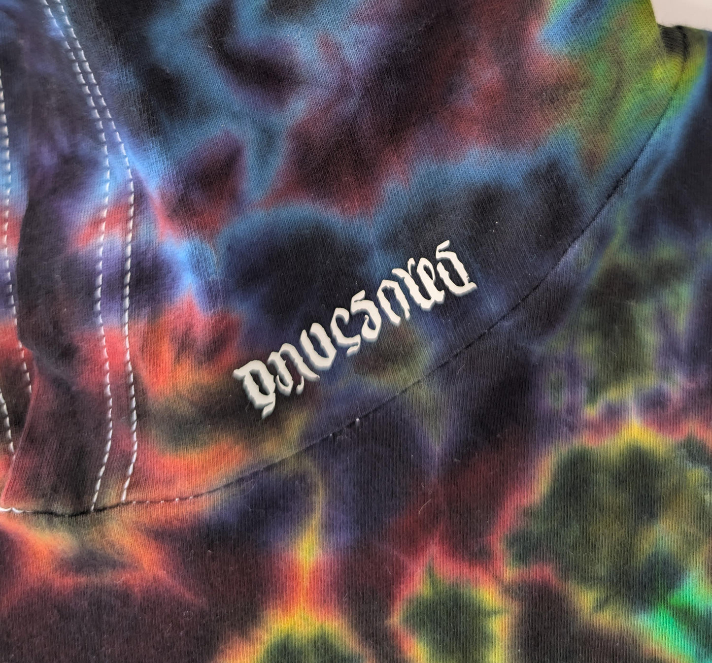 2X Blacked Out Rainbow Rorschach Scrunch Tie Dye on a Bella + Canvas 3512 Unisex Jersey Long-Sleeve Hoodie*