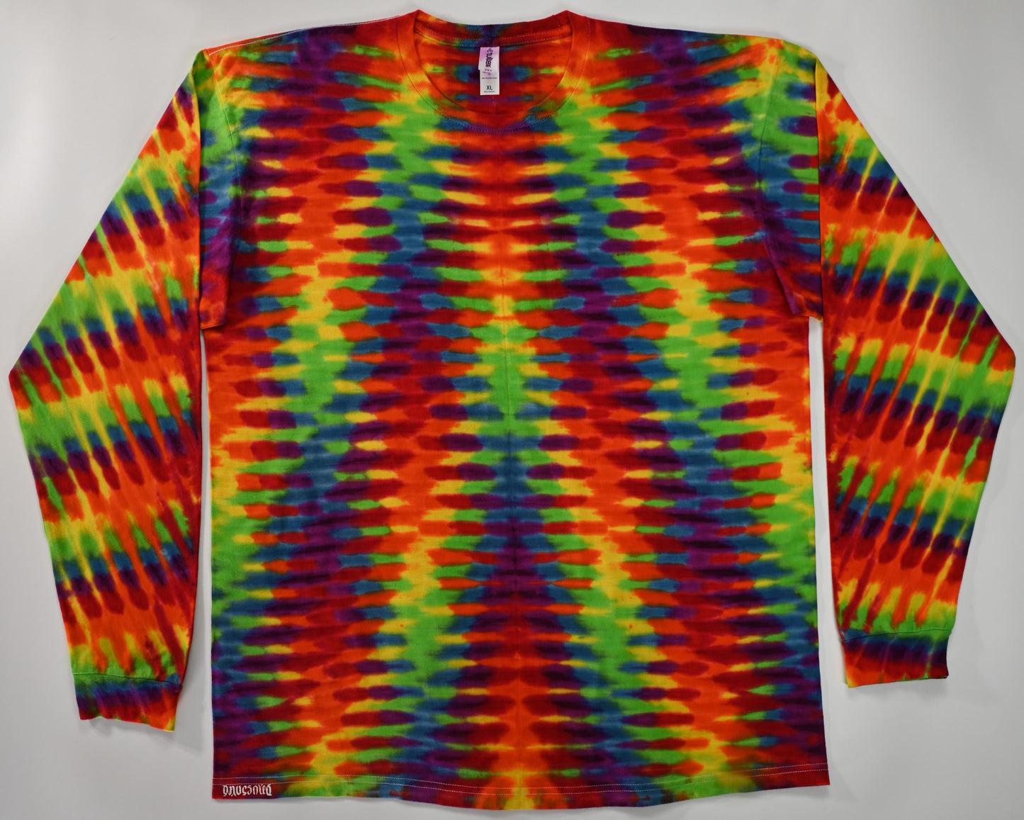 XL Trippy Weaver Tie Dye on a Tultex 291 Ringspun Cotton Long Sleeve Shirt