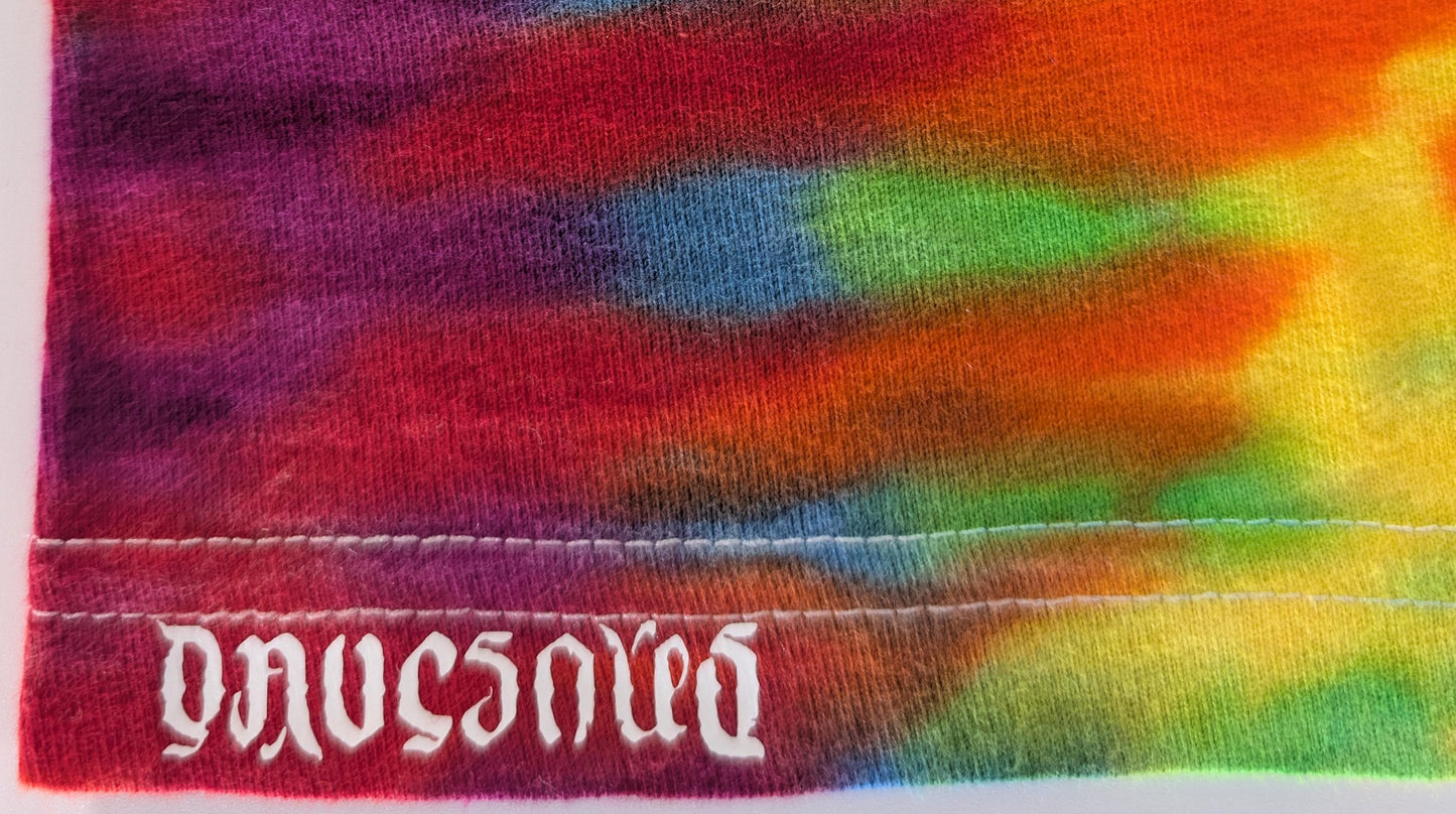 XL Trippy Weaver Tie Dye on a Tultex 291 Ringspun Cotton Long Sleeve Shirt