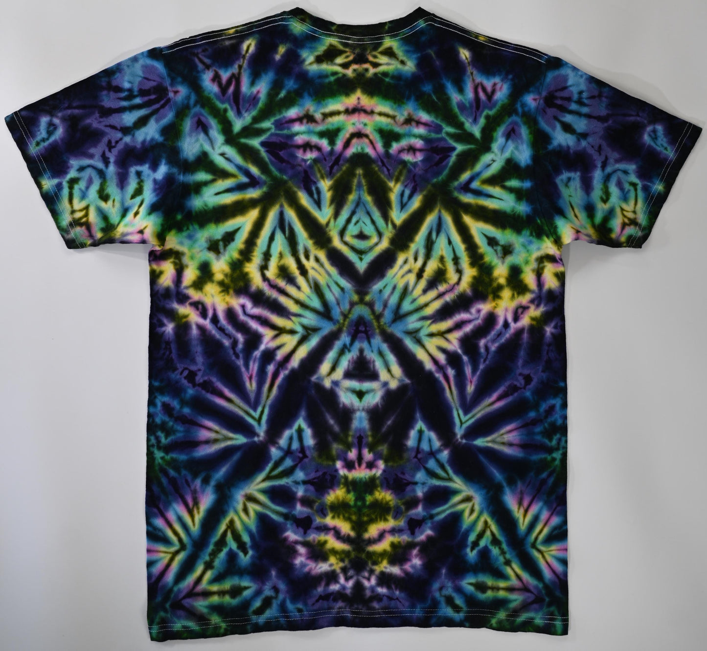 Medium Quantum Scrunch "Crystal Wash" Low Water Immersion Tie Dye, Neon Candy Nebula Color Palette on a Tultex 290 Ringspun Cotton T-Shirt