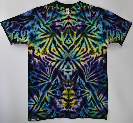 Medium Quantum Scrunch "Crystal Wash" Low Water Immersion Tie Dye, Neon Candy Nebula Color Palette on a Tultex 290 Ringspun Cotton T-Shirt