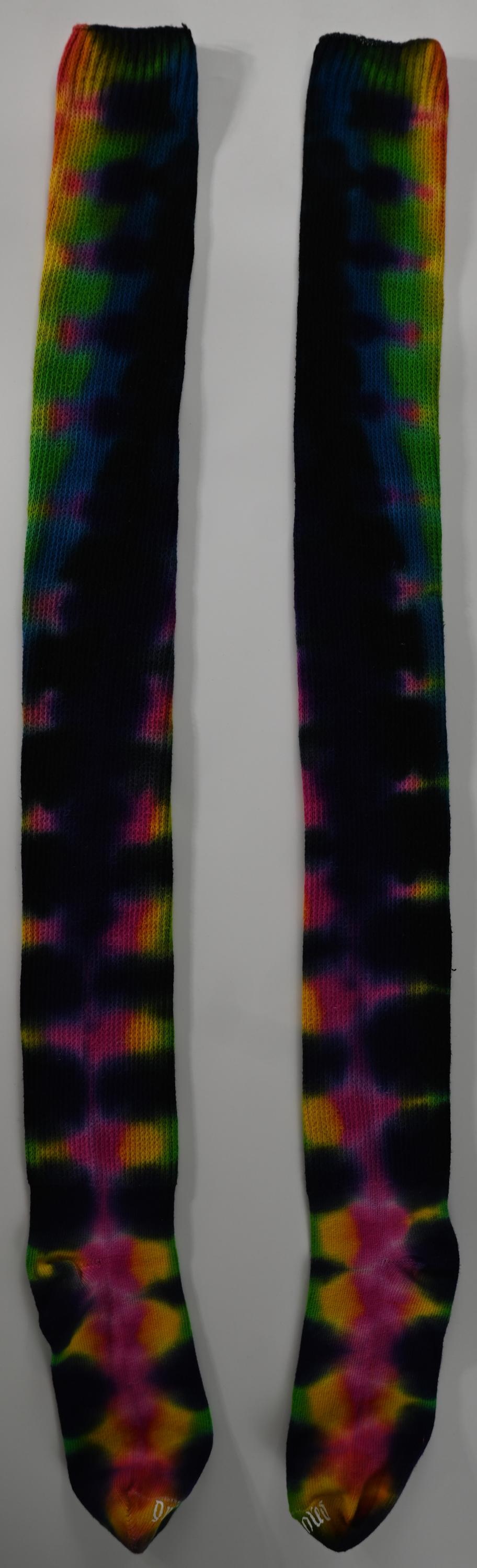Tie Dye in My Neon Candy Nebula Color Palette on Dharma Trading Company Cotton Blend (89% Cotton/9 Nylon/2 Spandex) Thigh High Socks