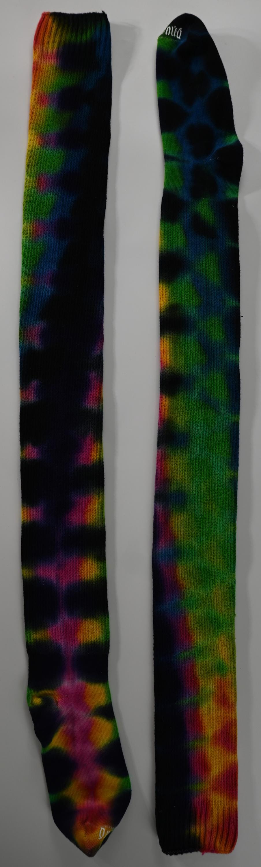 Tie Dye in My Neon Candy Nebula Color Palette on Dharma Trading Company Cotton Blend (89% Cotton/9 Nylon/2 Spandex) Thigh High Socks