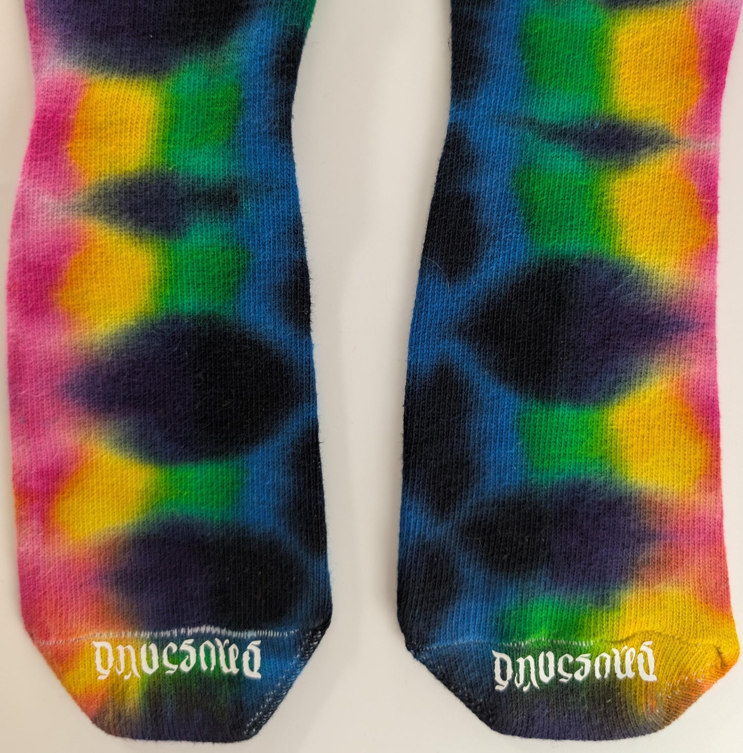 Tie Dye in My Neon Candy Nebula Color Palette on Dharma Trading Company Cotton Blend (89% Cotton/9 Nylon/2 Spandex) Thigh High Socks