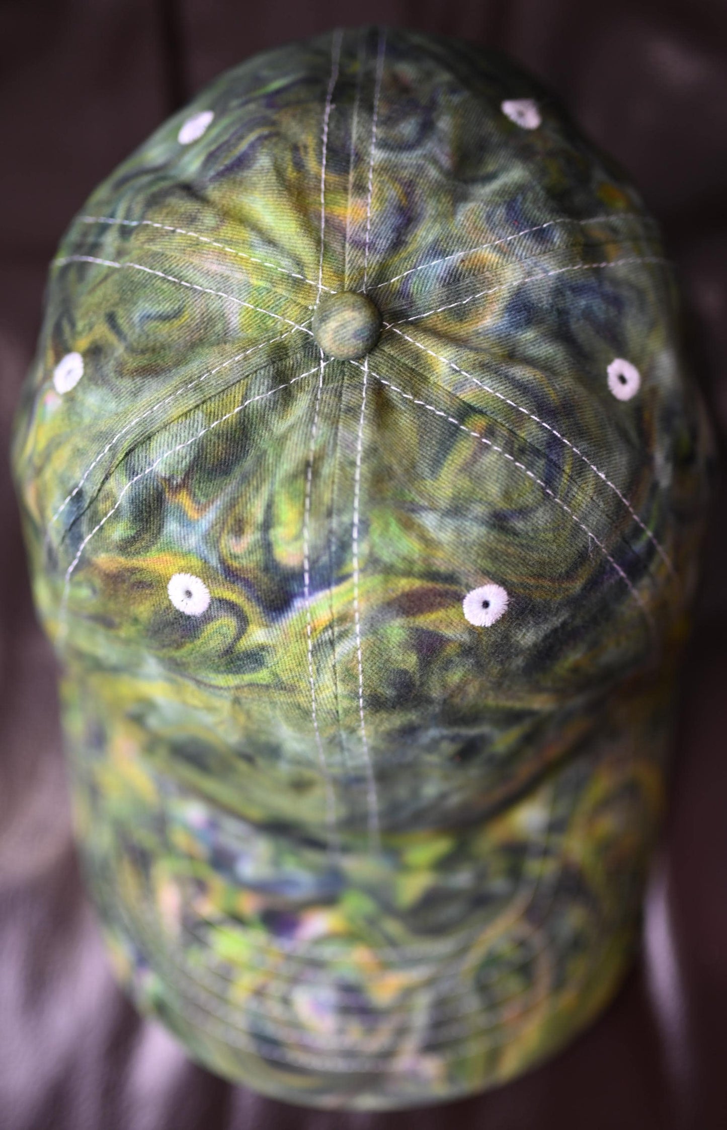 Adult Swirl Dyed/"Shaving Cream Dye" using My Neon Candy Nebula Color Palette on a Valucap Brushed Twill Cap