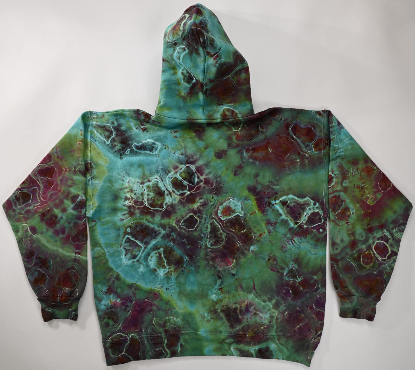 Large Geode Ice Dye Tie Dye on a Hanes Ultimate Cotton Pullover Hoodie with Front Pocket