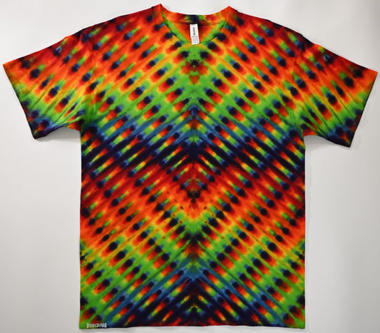 XL Trippy Weaver V Variant Tie Dye on a Gildan Ultra Cotton PFD (Prepared for Dye) T-Shirt