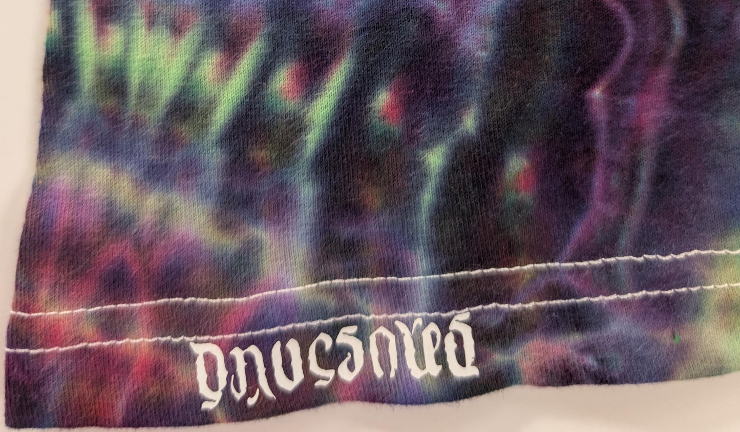 3X UV Reactive Cosmic Egg/Geode Hybrid Tie Dye in my Ethereal Pulse (plus UV Reactive) Color Palette on a Tultex 290 Ringspun Cotton T-Shirt