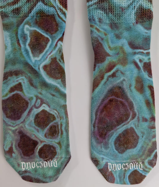 Geode Ice Dye Tie Dye on a Pair of Dharma Trading Company Cotton Blend (89% Cotton/9 Nylon/2 Spandex) Thigh High Socks