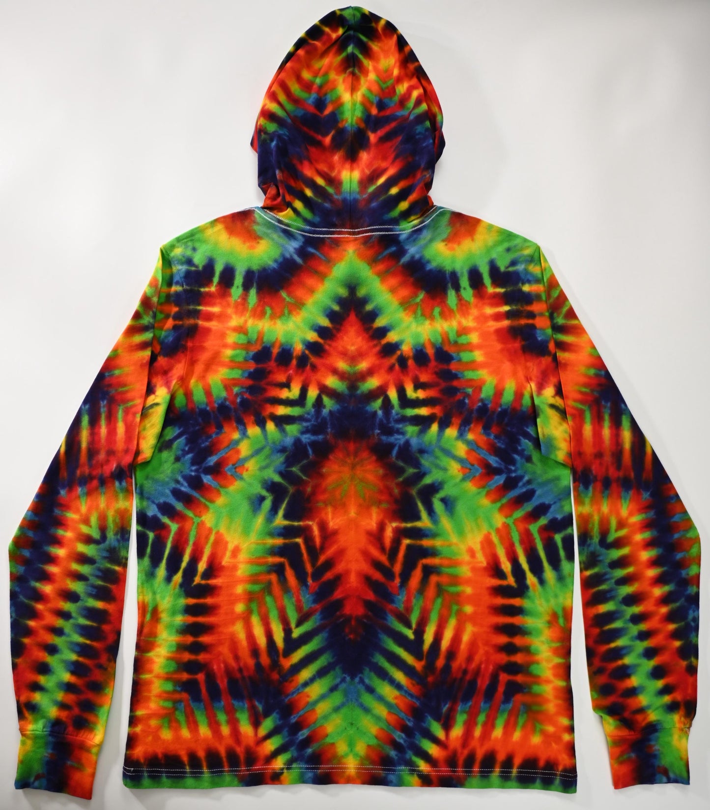 XL Decagram Trippy Weaver Tie Dye on a Bella + Canvas 3512 Unisex Jersey Long-Sleeve Hoodie*