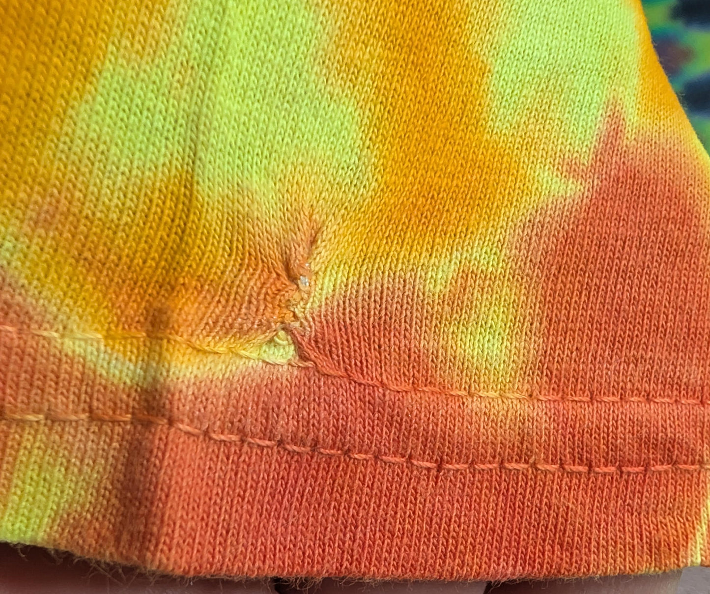 minor repaired boo-boo# 2X V Uv Neo DNA Uv Reactive Tie Dye on a Gildan Ultra Cotton PFD (Prepared for Dye) T-Shirt - Read Description