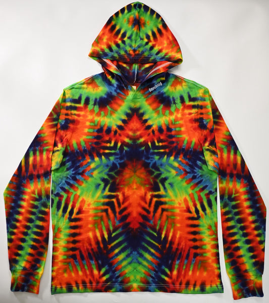 XL Decagram Trippy Weaver Tie Dye on a Bella + Canvas 3512 Unisex Jersey Long-Sleeve Hoodie*