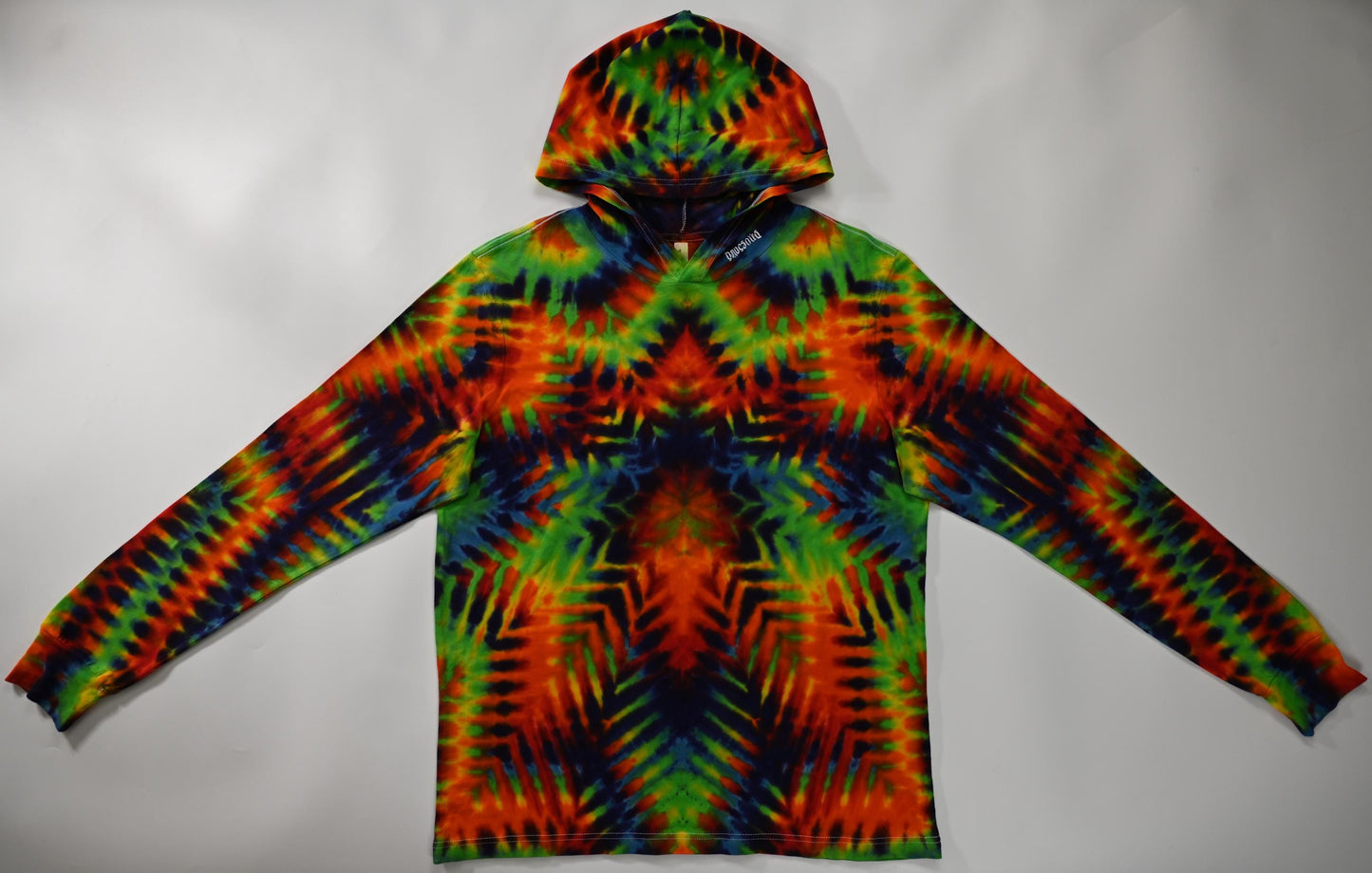 XL Decagram Trippy Weaver Tie Dye on a Bella + Canvas 3512 Unisex Jersey Long-Sleeve Hoodie*
