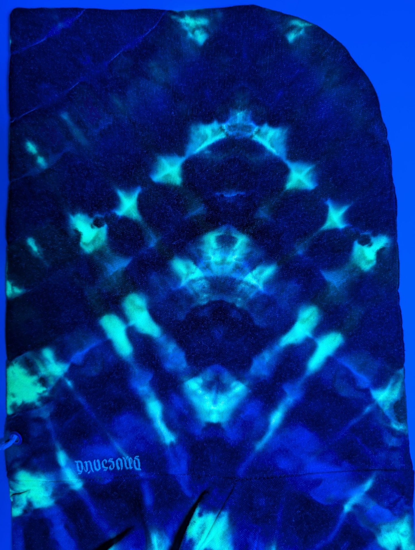 minor repaired boo-boo# 2X V UV-DNA Uv Reactive Tie Dye on a Hanes Ultimate Cotton Pullover Hoodie w/ Front Pocket - Read Description