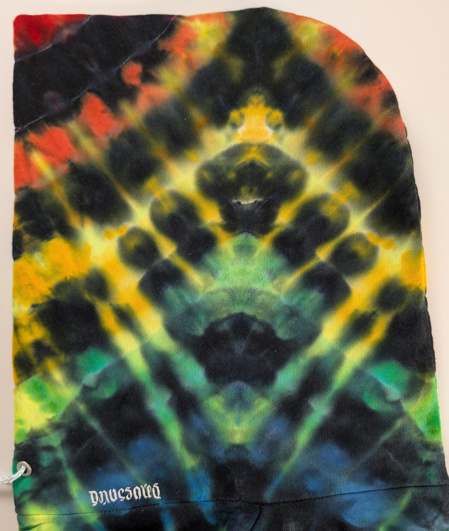 minor repaired boo-boo# 2X V UV-DNA Uv Reactive Tie Dye on a Hanes Ultimate Cotton Pullover Hoodie w/ Front Pocket - Read Description
