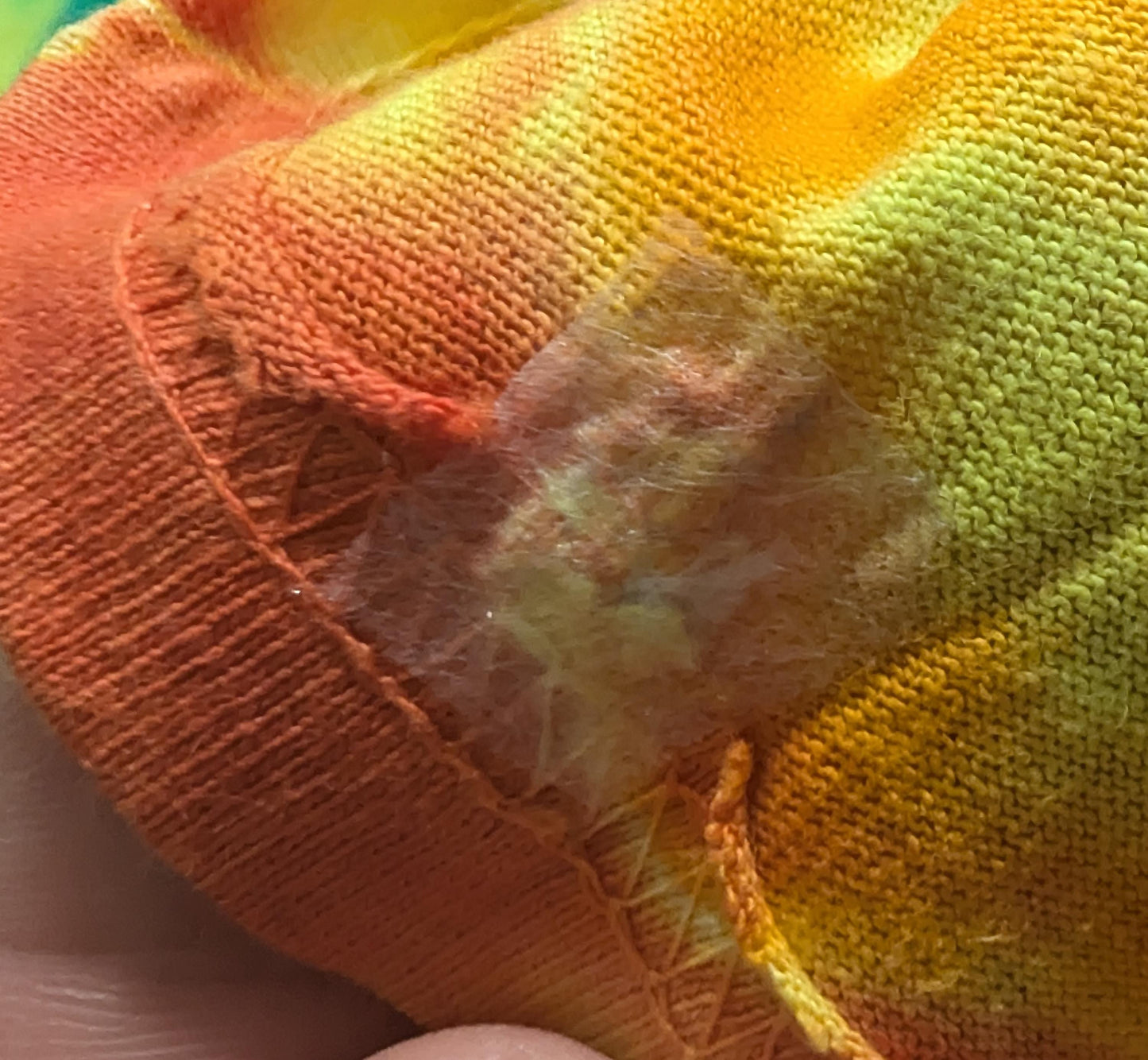 minor repaired boo-boo# 2X V Uv Neo DNA Uv Reactive Tie Dye on a Gildan Ultra Cotton PFD (Prepared for Dye) T-Shirt - Read Description