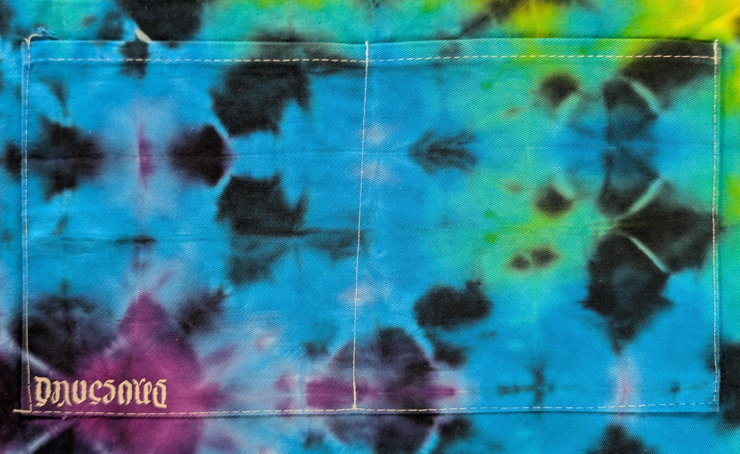 Adjustable Blacked Out Rainbow Glitch Tie Dye on a Jubatus Cotton Chef Apron w/ 2 Pockets