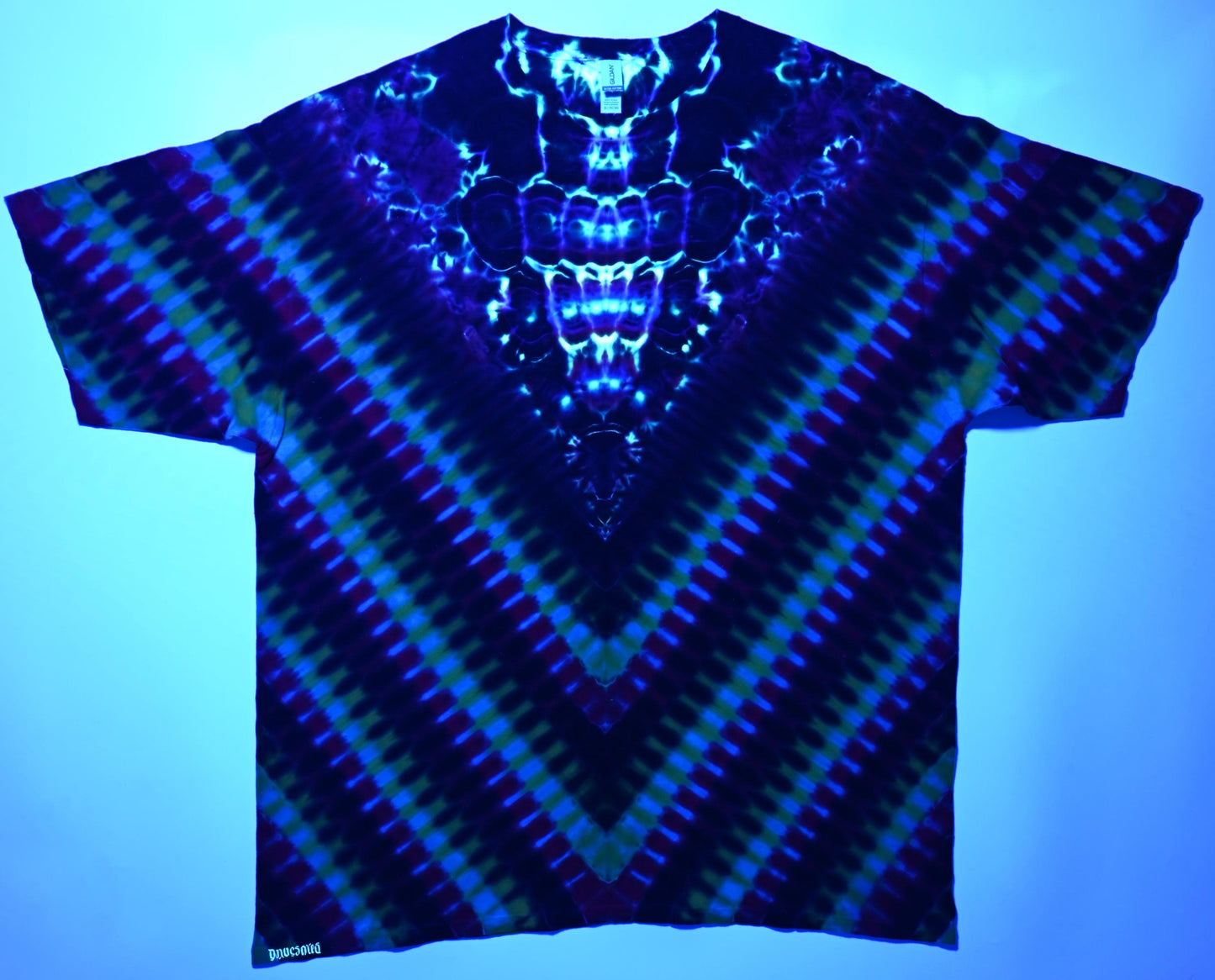 minor repaired boo-boo* 3X Rasta V-DNA/UV Reactive Cosmic Egg (Neon Vortex) Tie Dye on a Gildan Ultra Cotton PFD T-Shirt *read description