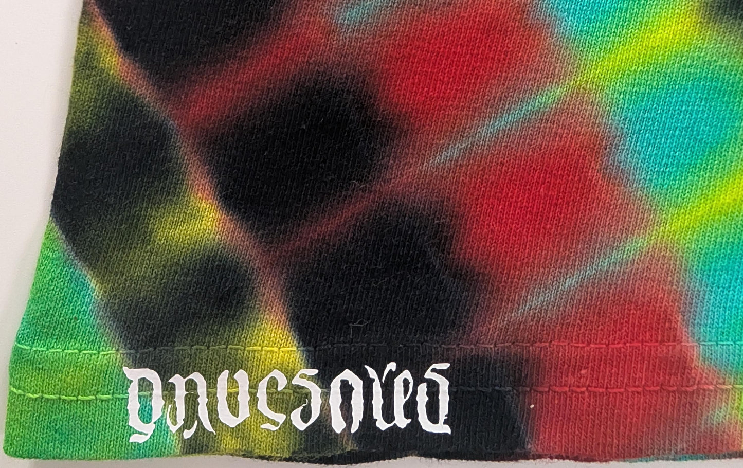 minor repaired boo-boo* 3X Rasta V-DNA/UV Reactive Cosmic Egg (Neon Vortex) Tie Dye on a Gildan Ultra Cotton PFD T-Shirt *read description
