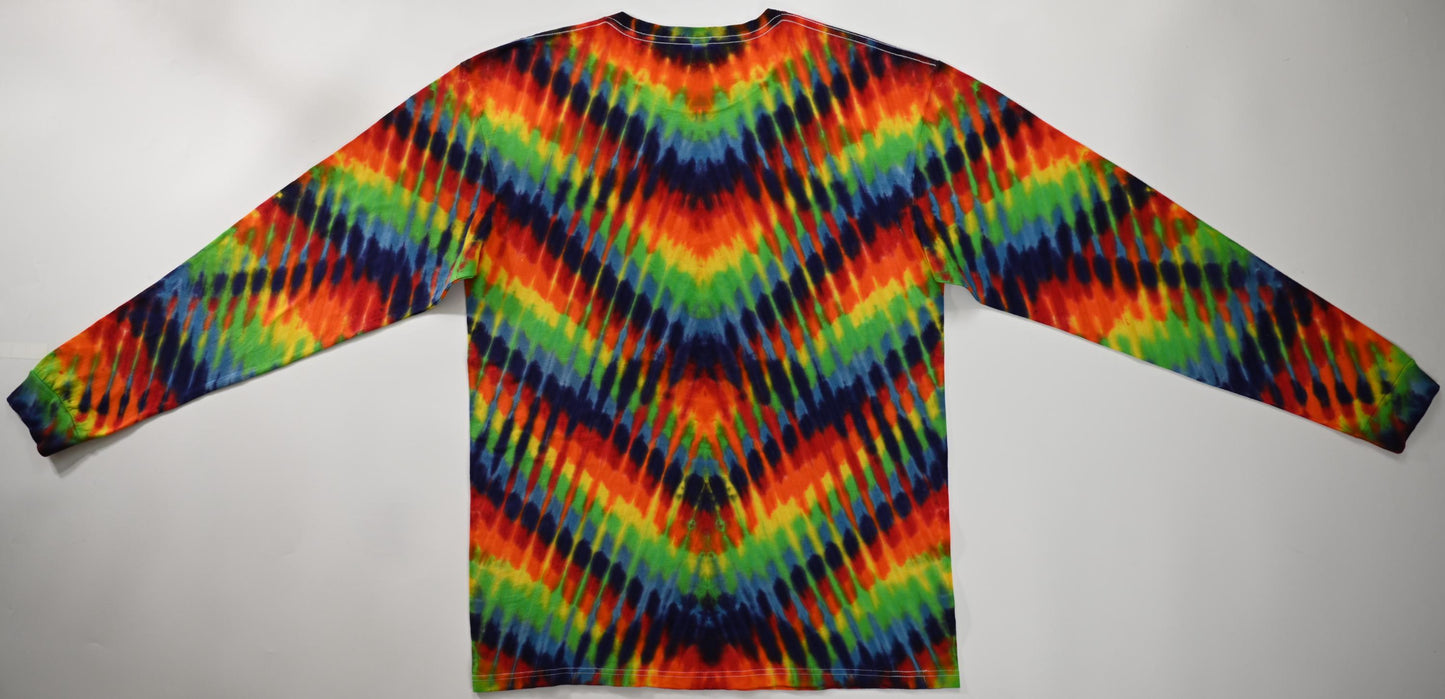 Large Trippy Weaver Variant Tie Dye on a Tultex 291 Ringspun Cotton Long Sleeve Shirt